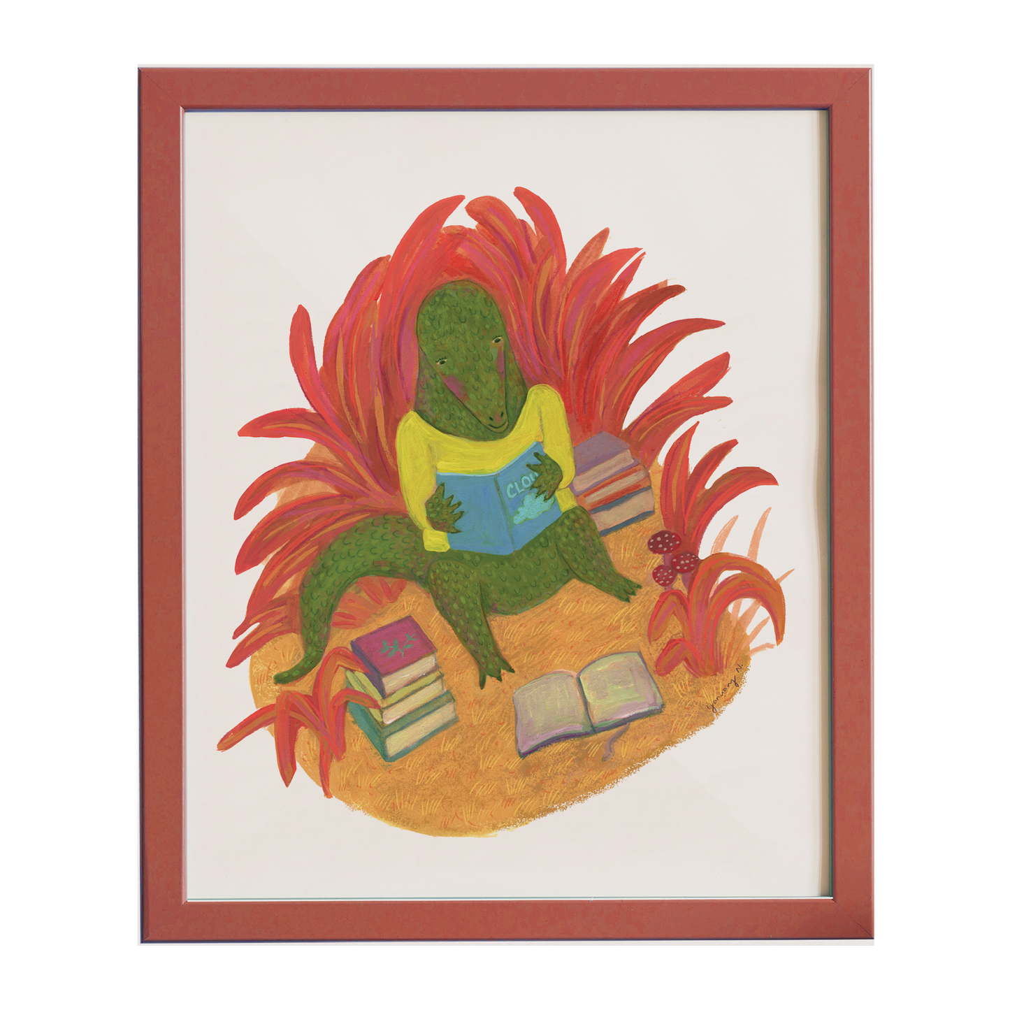 Reading Alligator - Archival Art Print