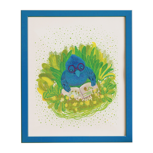 Indigo Bunting Studying - Archival Art Print