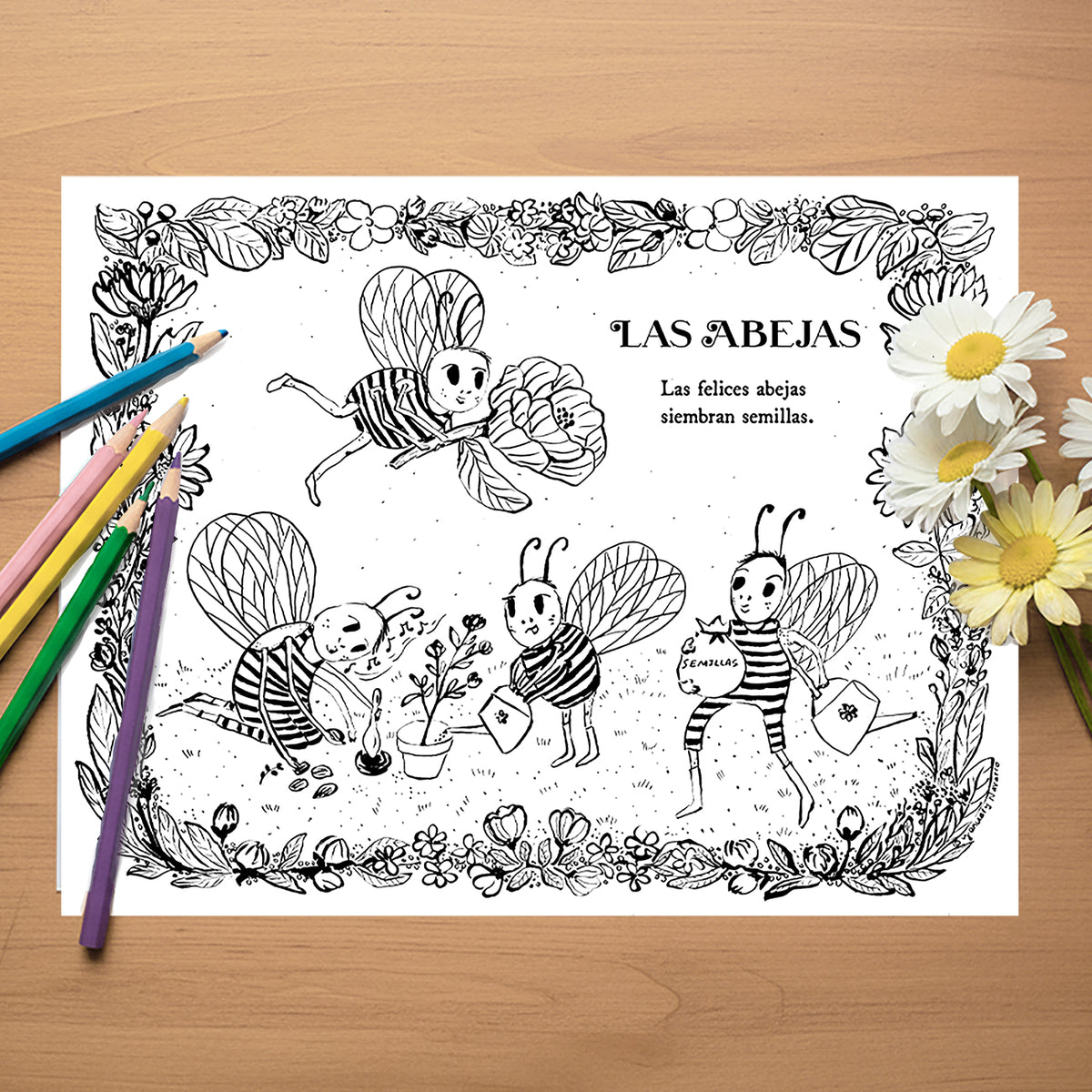 Las Abeja (The Bees) - Coloring sheet