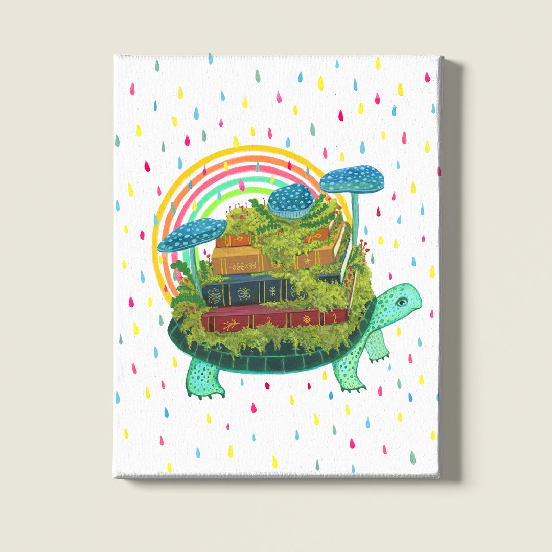 Turtle Librarian - Archival Canvas Print