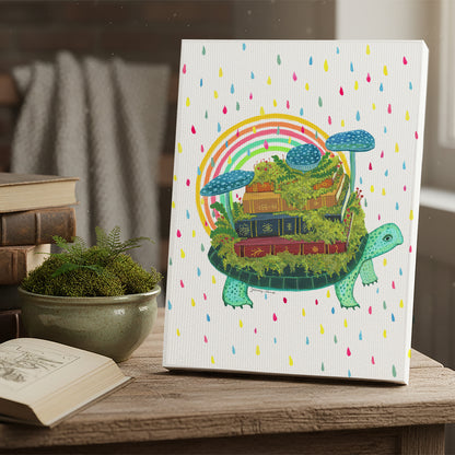Turtle Librarian - Archival Canvas Print
